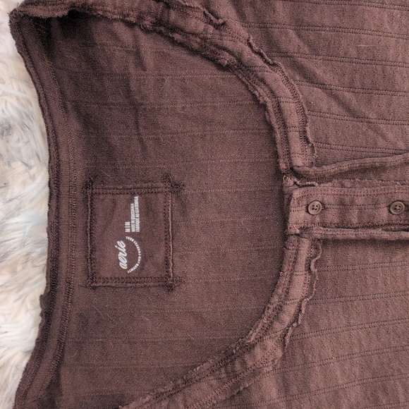 Aerie Vintage Button Down Pointelle Tee Medium - Picture 2 of 5